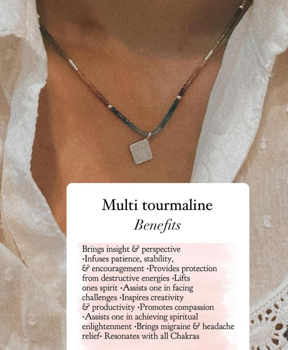 Handmade Multi Tourmaline Tribal Silver Necklace