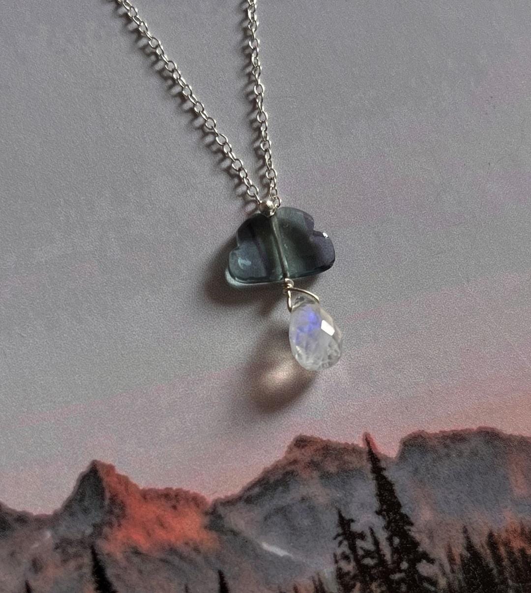 Handmade Fluorite Cloud Moonstone Necklace