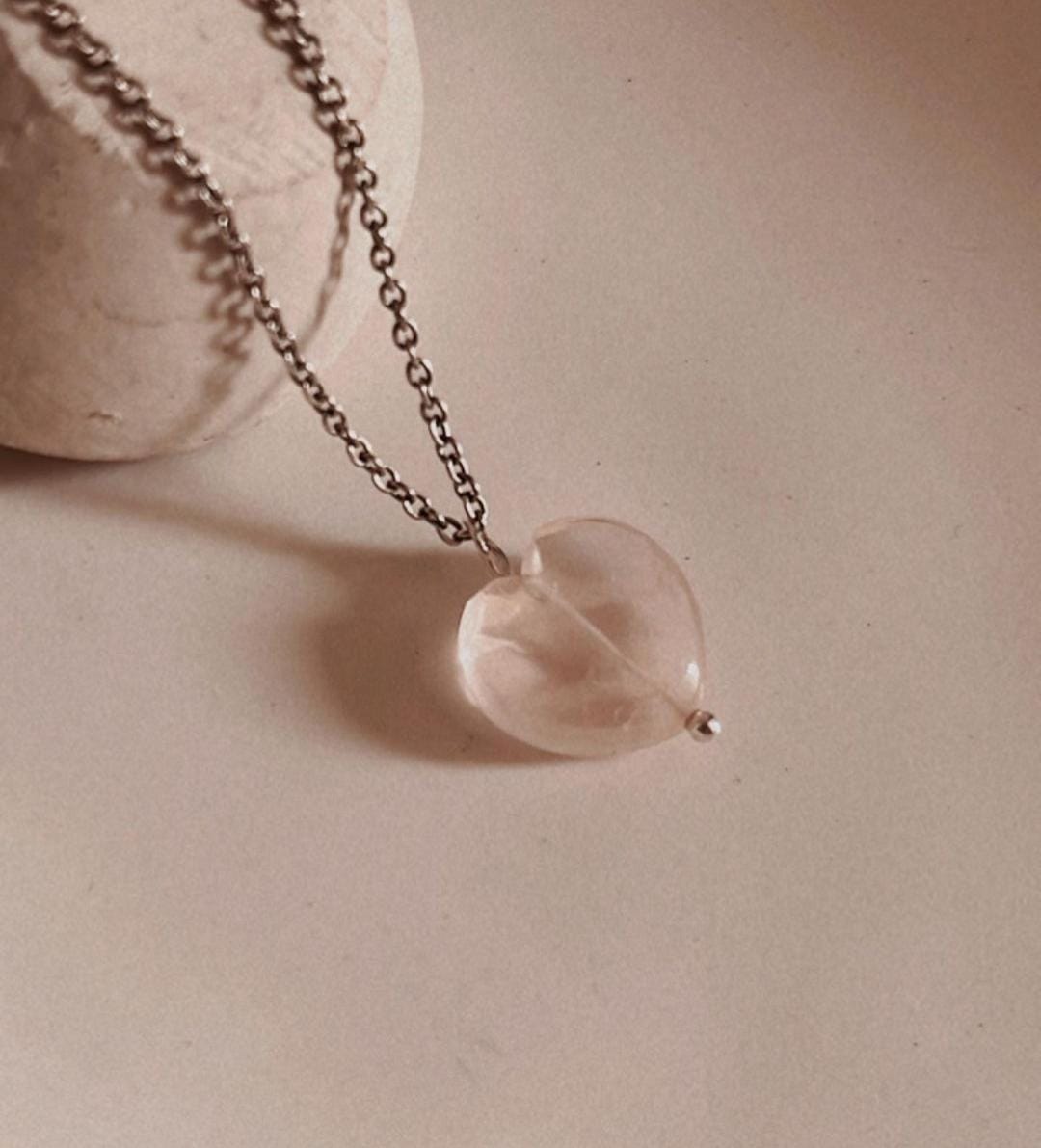 Rose Quartz Heart Necklace for Emotional Balance