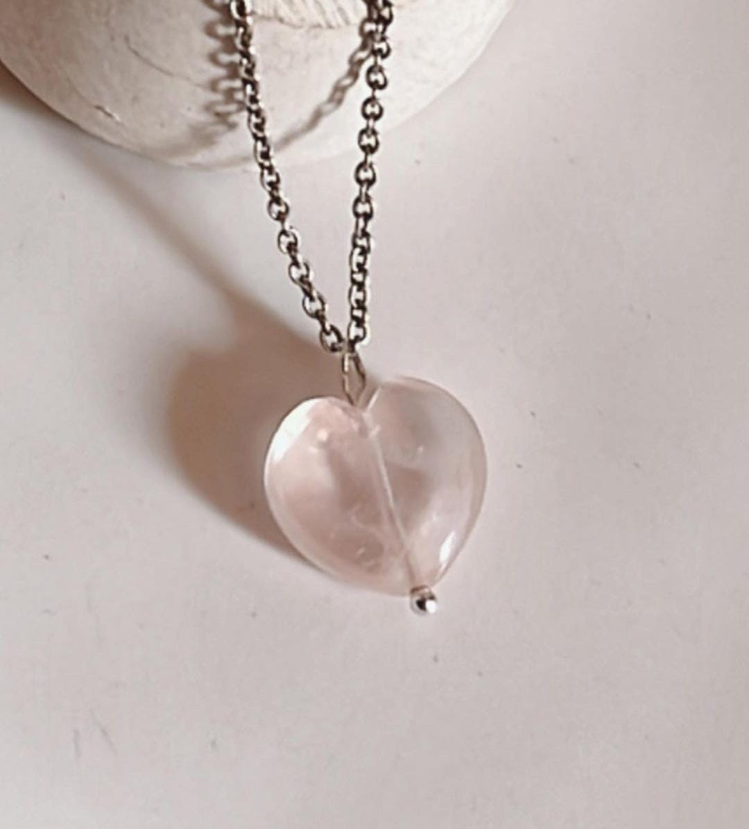 Rose Quartz Heart Necklace for Love and Healing 