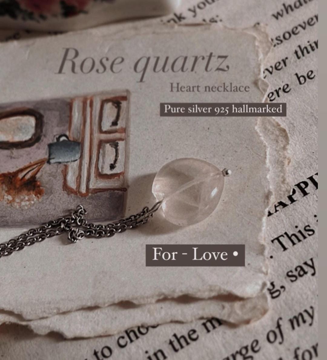 Heart-Shaped Rose Quartz Crystal Pendant 
