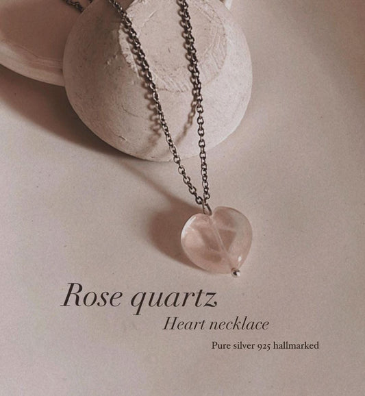 Rose Quartz Heart Crystal Necklace