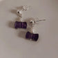 Amethyst Bow Earrings with Pearl Accent