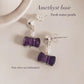 Amethyst Bow Pearl Crystal Earrings