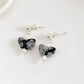 Black Jasper Butterfly Earrings with Pearl Accent