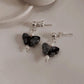 Butterfly Crystal Earring with Black Jasper and Pearl 