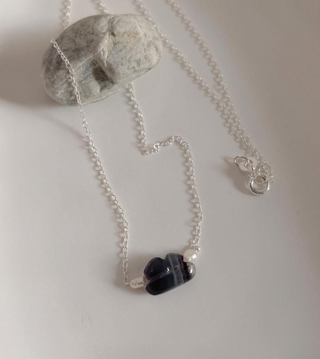 Fluorite Cloud Necklace with Freshwater Pearls