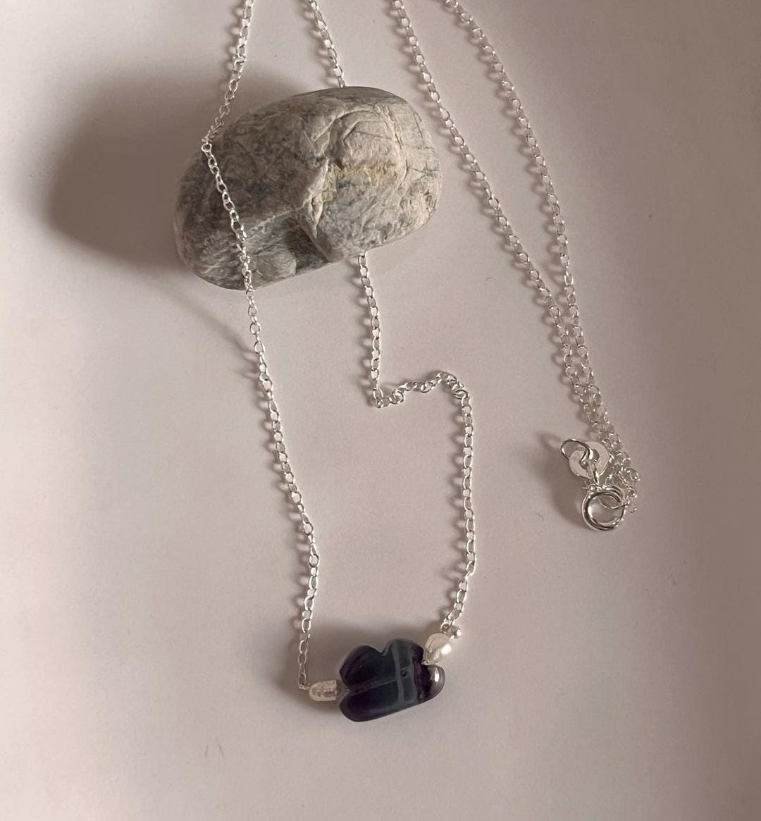 Natural Fluorite Cloud and Pearl Crystal Necklace 
