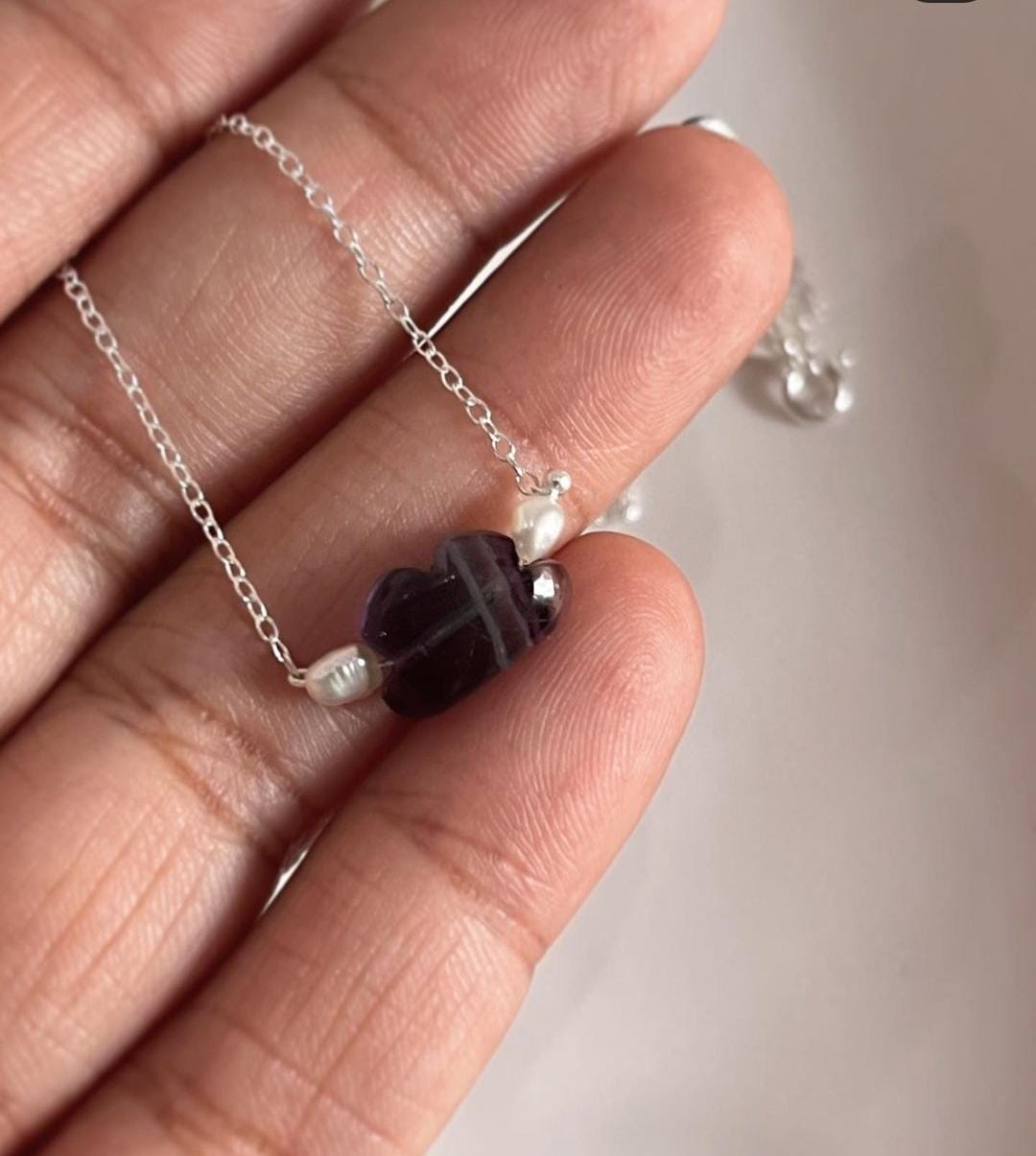 Fluorite Cloud Pearl Gemstone Necklace 