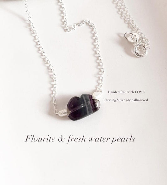Fluorite Cloud Pearl Crystal Necklace