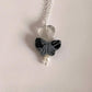 Handmade Black Jasper Butterfly Necklace with Pearl and Grey Moonstone