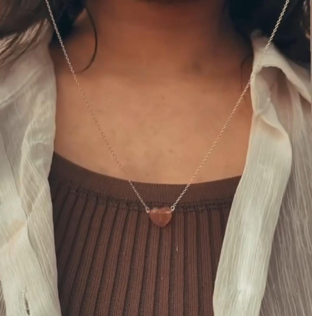 Strawberry Quartz Heart Necklace for Compassion Healing 