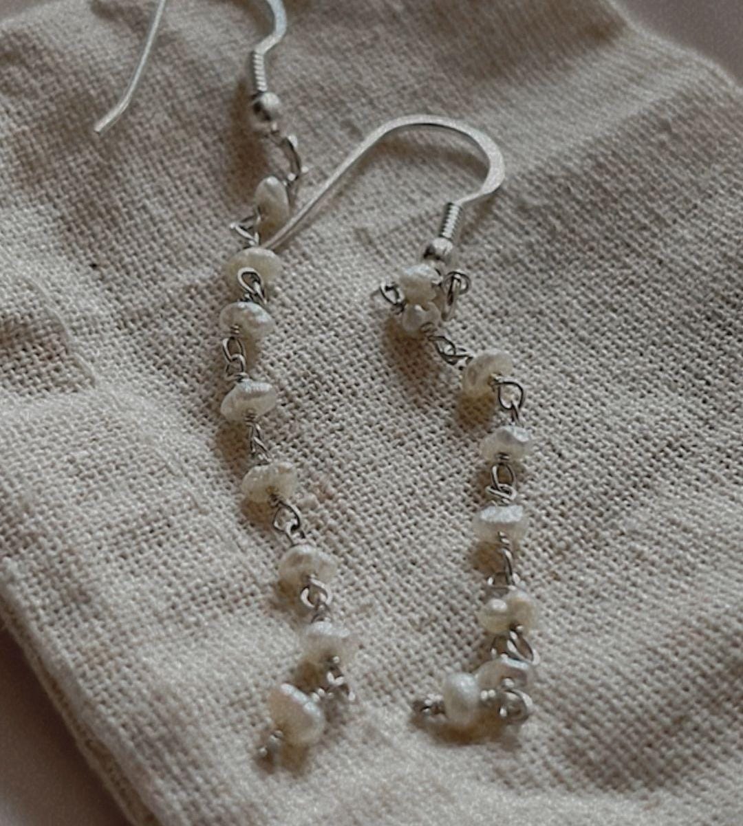 Fresh Water Pearl Silver Stud Earrings Unique 