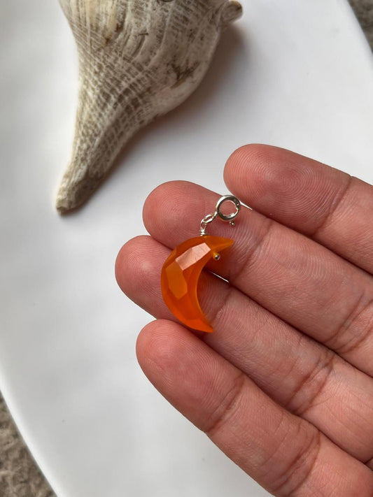 Carnelian Crescent Moon Crystal Charm