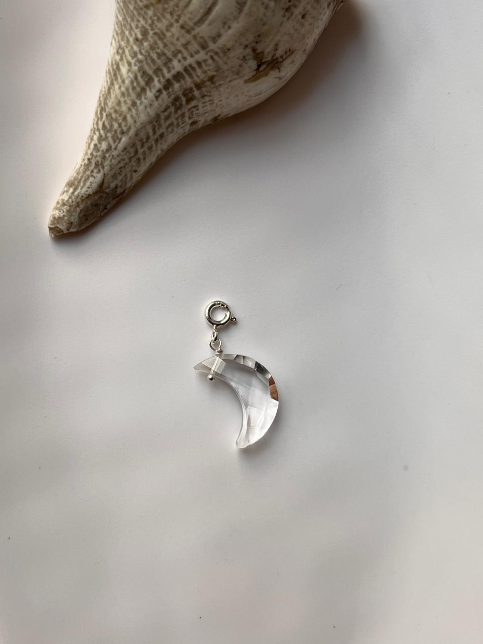 Natural Clear Quartz Crescent Moon Crystal Charm