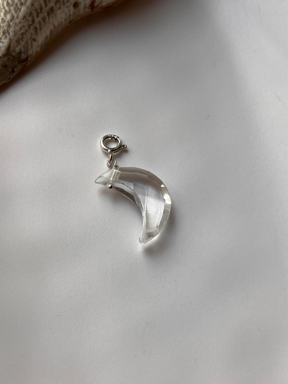 Crescent Moon Clear Quartz Crystal Pendant