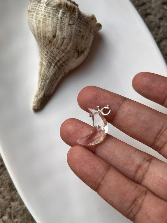Clear Quartz Crescent Moon Crystal Charm