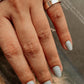 Adjustable Rectangular Silver Ring for Mid and Little Finger