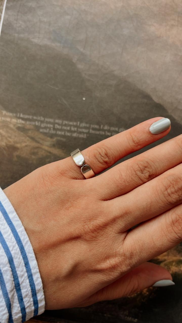 Elegant Adjustable Rectangular Silver Ring