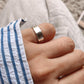 Plain Rectangular Mid Little Finger Adjustable Silver Ring