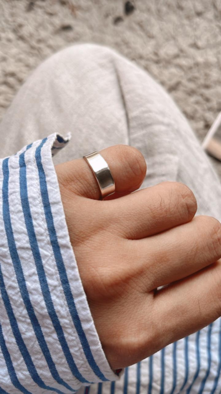 Plain Rectangular Mid Little Finger Adjustable Silver Ring