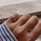 Handcrafted double stack adjustable silver ring with modern design