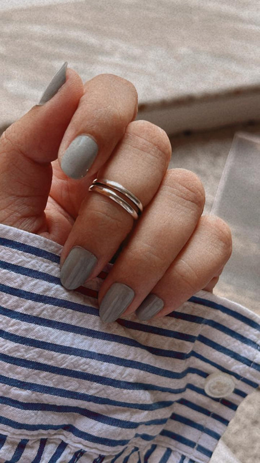 Stylish double stack 925 Sterling Silver ring for mid or little finger with smooth finish