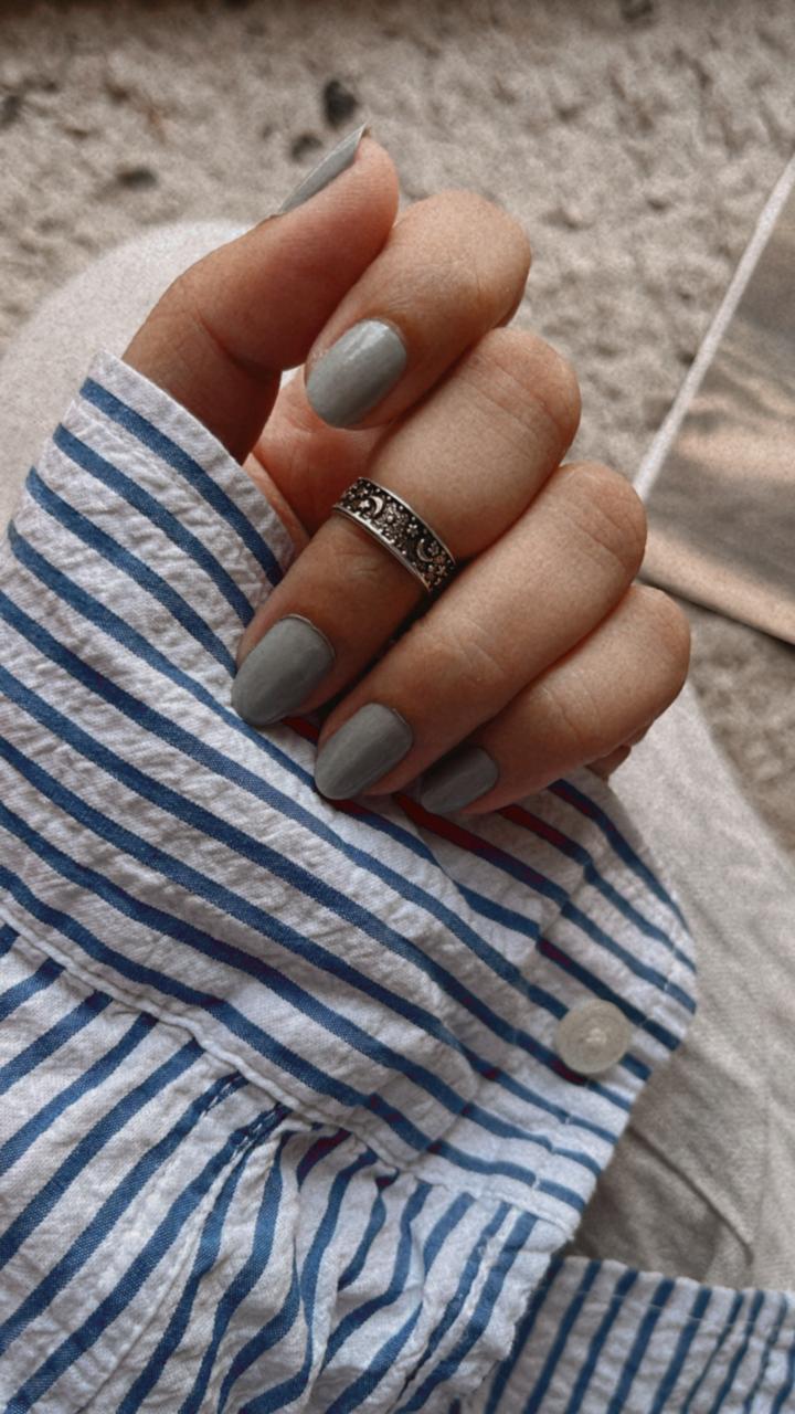 Elegant star moon design mid little finger silver ring