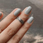 Unique star moon sterling silver mid little finger ring