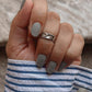 Wave design silver ring for mid or little finger
