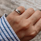 Sleek wave pattern silver ring for little finger