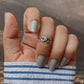 Elegant rose motif adjustable silver ring for mid or little finger