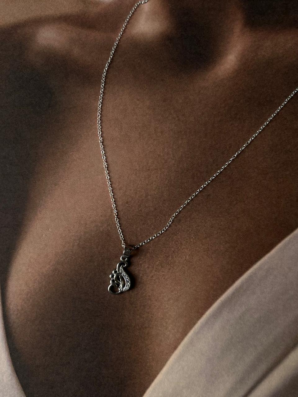 Silver Necklace with Music-Themed Charm