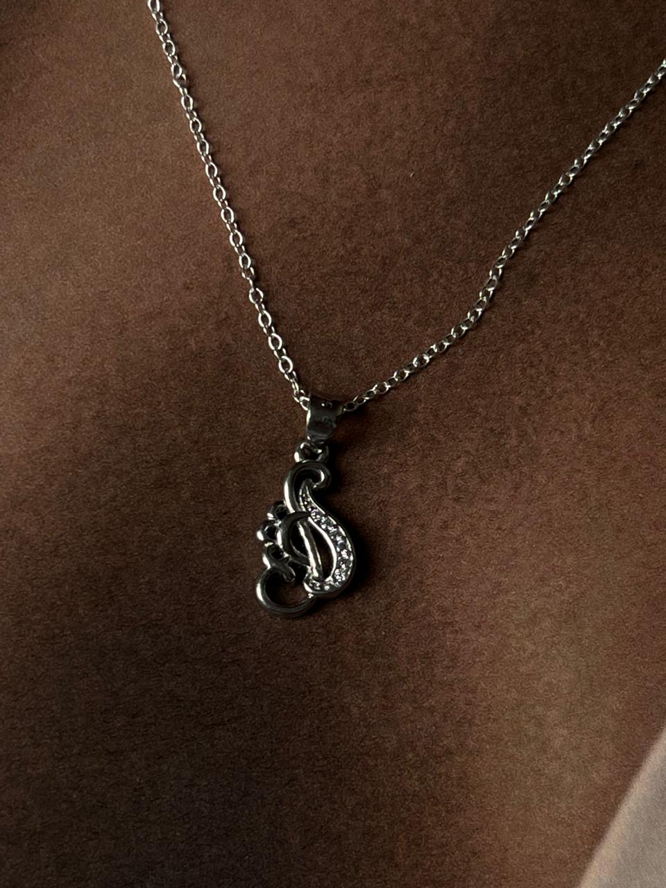 Sterling Silver Necklace with Musical Note Design