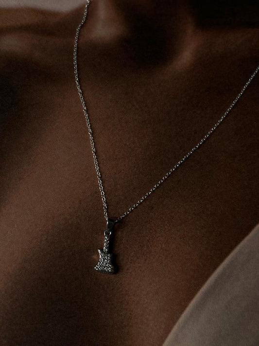 Sterling silver guitar pendant necklace