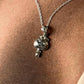 Close-up of crab 3 silver necklace with unique crab design