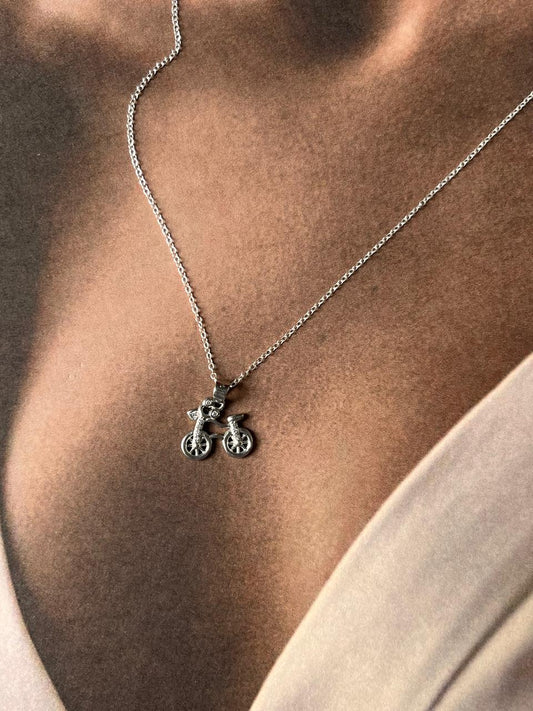 Elegant Cycle 2 silver necklace with unique, detailed pendant