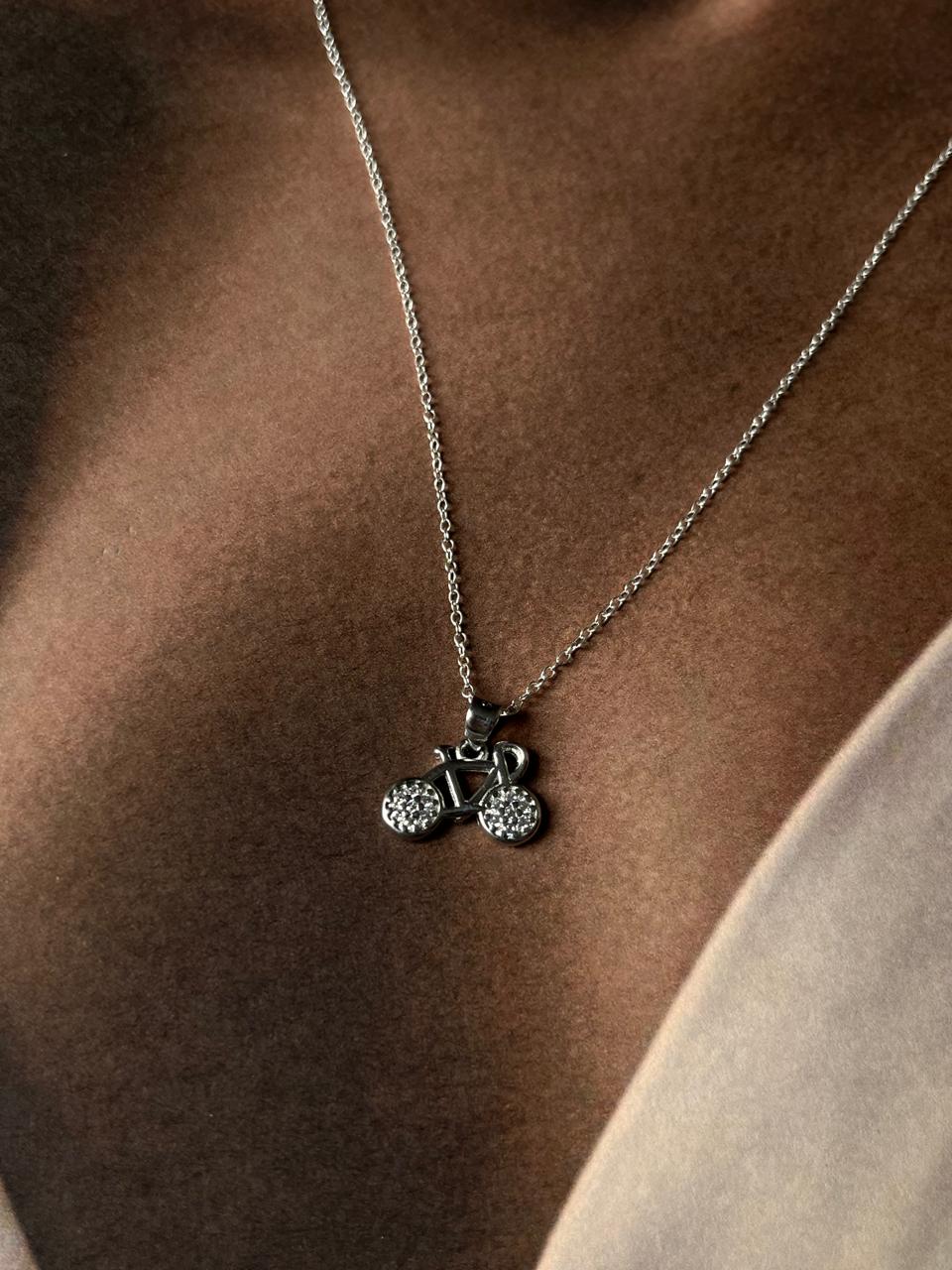 Stylish silver necklace featuring a unique cycle 1 pendant