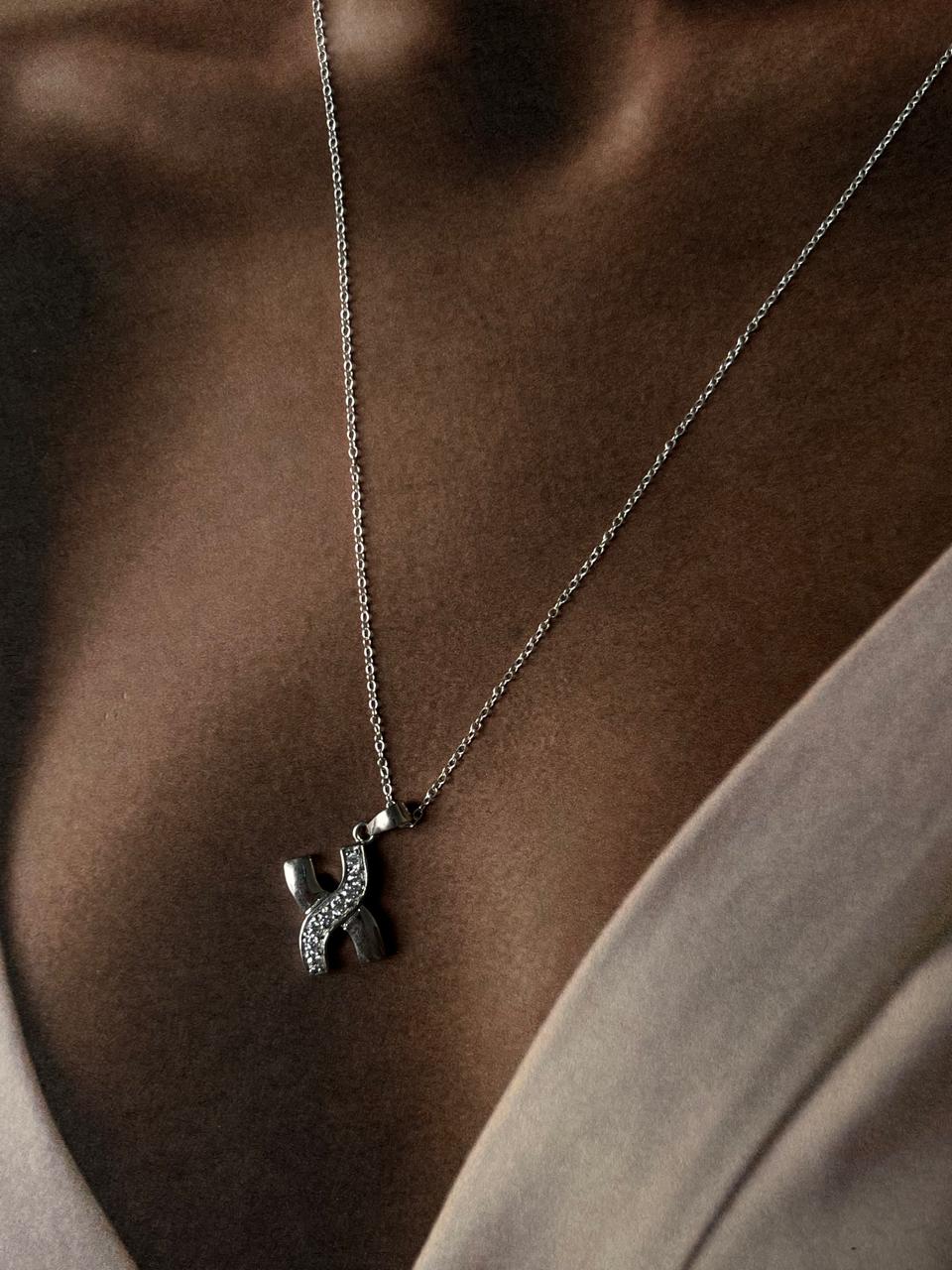 925 sterling silver X pendant for everyday wear