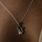 Stylish cat design pendant on a silver necklace