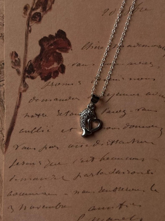 Elegant dolphin 2 silver necklace with graceful design