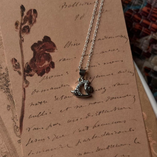 Zodiac Pisces fish 2 silver necklace