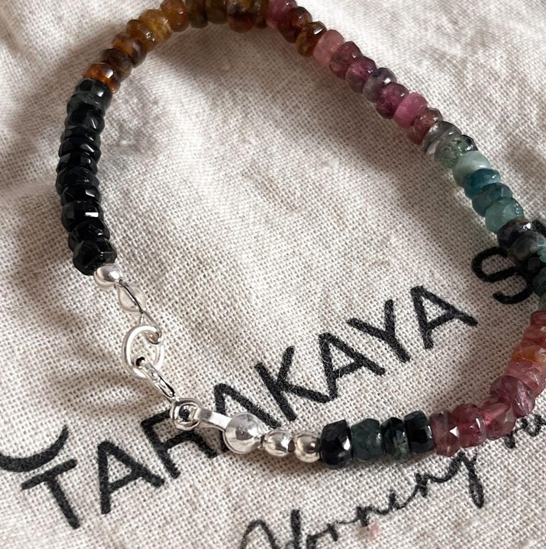 Natural Crystal Bracelet with Multi-Color Tourmaline