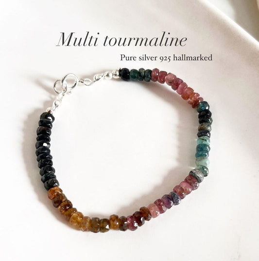 AA Multi Tourmaline 5MM Natural Crystal Bracelet