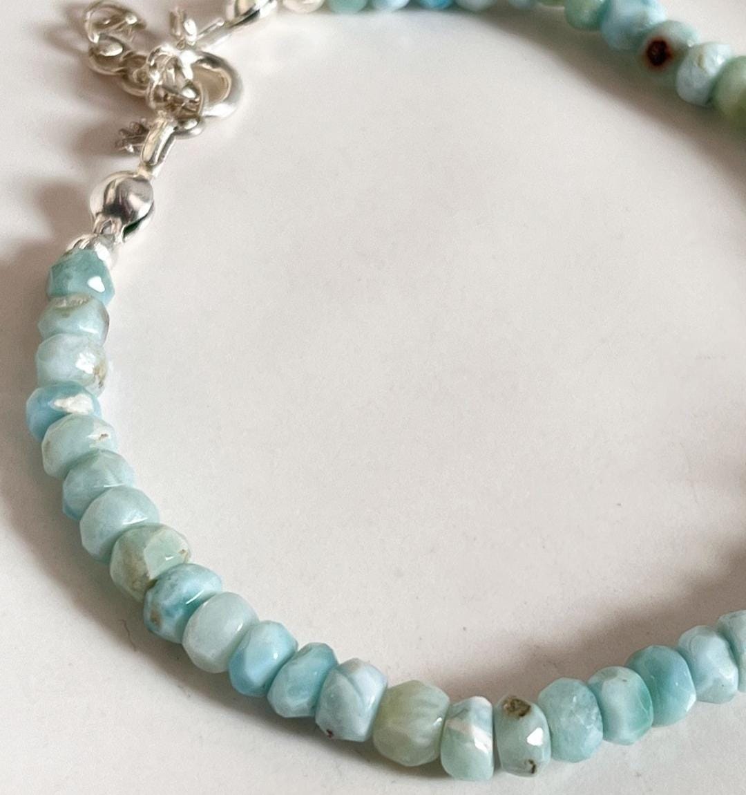Silver Larimar Bracelet for Healing and Tranquility