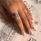 Blue Apatite Raw Uncut Dot Band Silver Ring