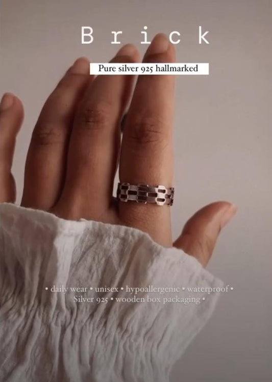 Stylish Brick Band 925 sterling silver Ring