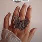 Timeless big filigree butterfly ring in sterling silver with fine craftsmanship.