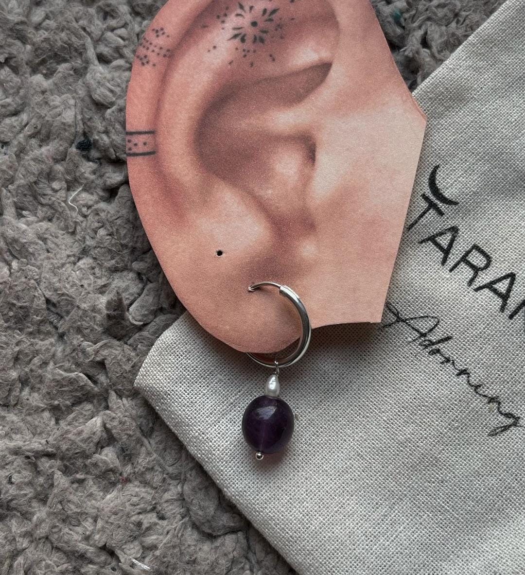Amethyst Dangle Earrings in Silver