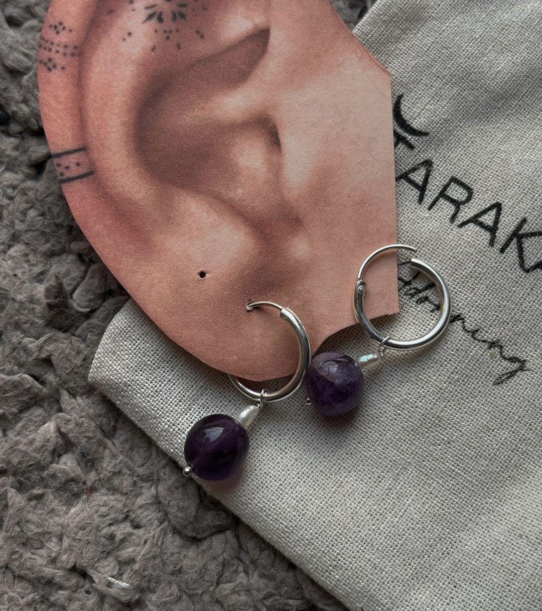 Healing Crystal Hoop Earrings with Amethyst